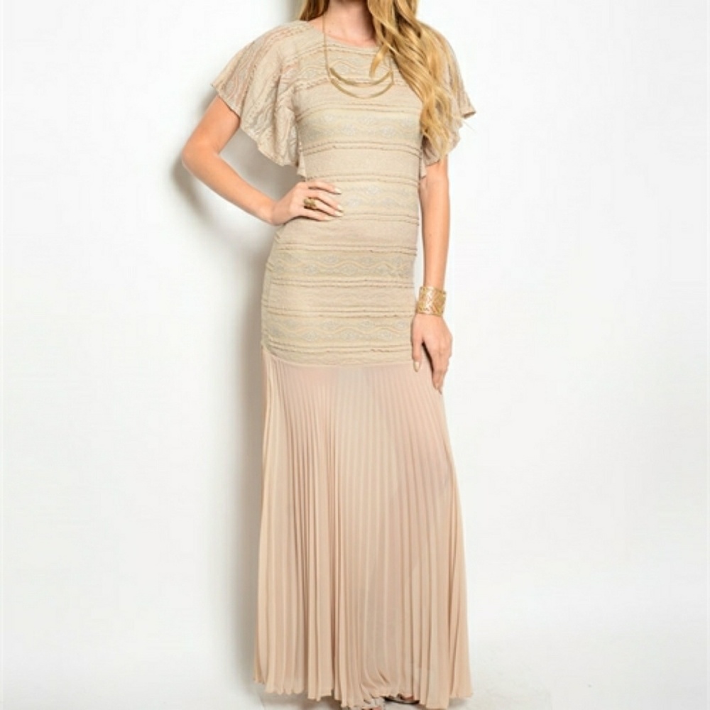 Champagne Vintage Appeal Flutter Sleeve Cocktail